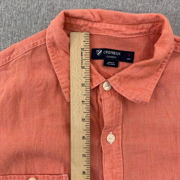 Daniel Cremieux Button Shirt Mens Medium Linen Short Sleeve Salmon Color - Picture 6 of 13